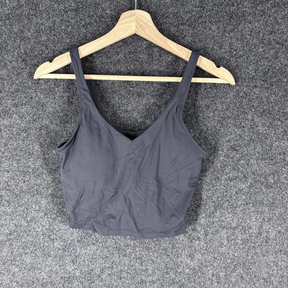 Unbranded Cropped Top Women M Medium Gray Sleeveless Wide Strap V-Neck Casual